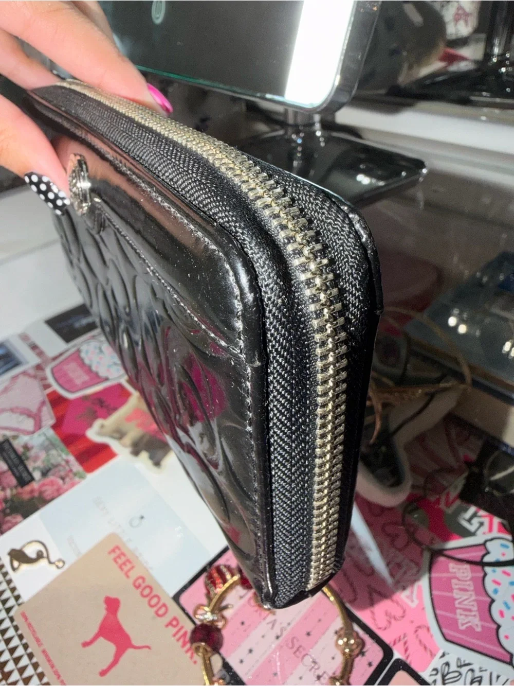 Coach black zip